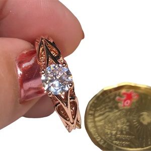 Rose gold over sterling engagement ring style with square bottom